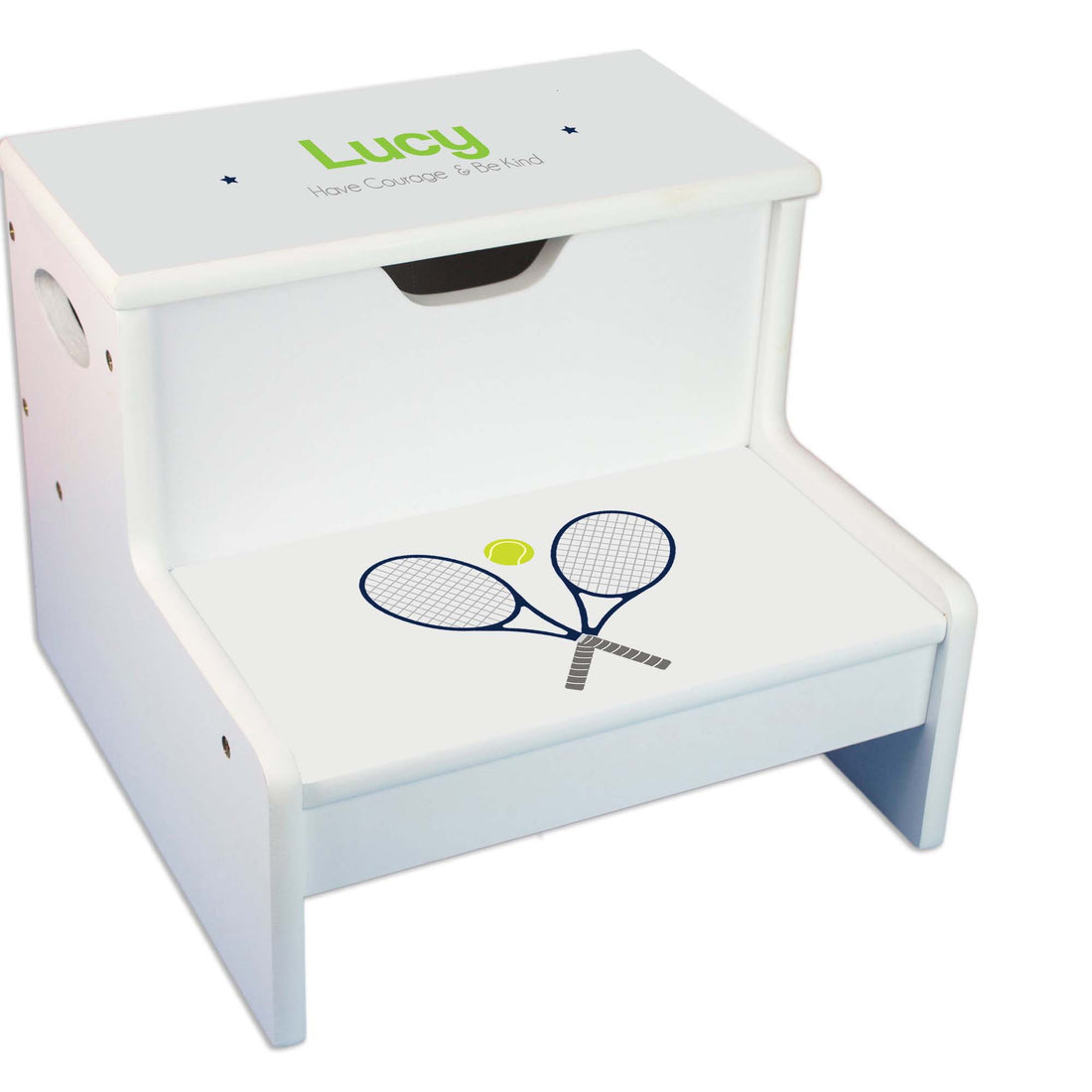Tennis White Storage Step Stool - MyBambino.com
