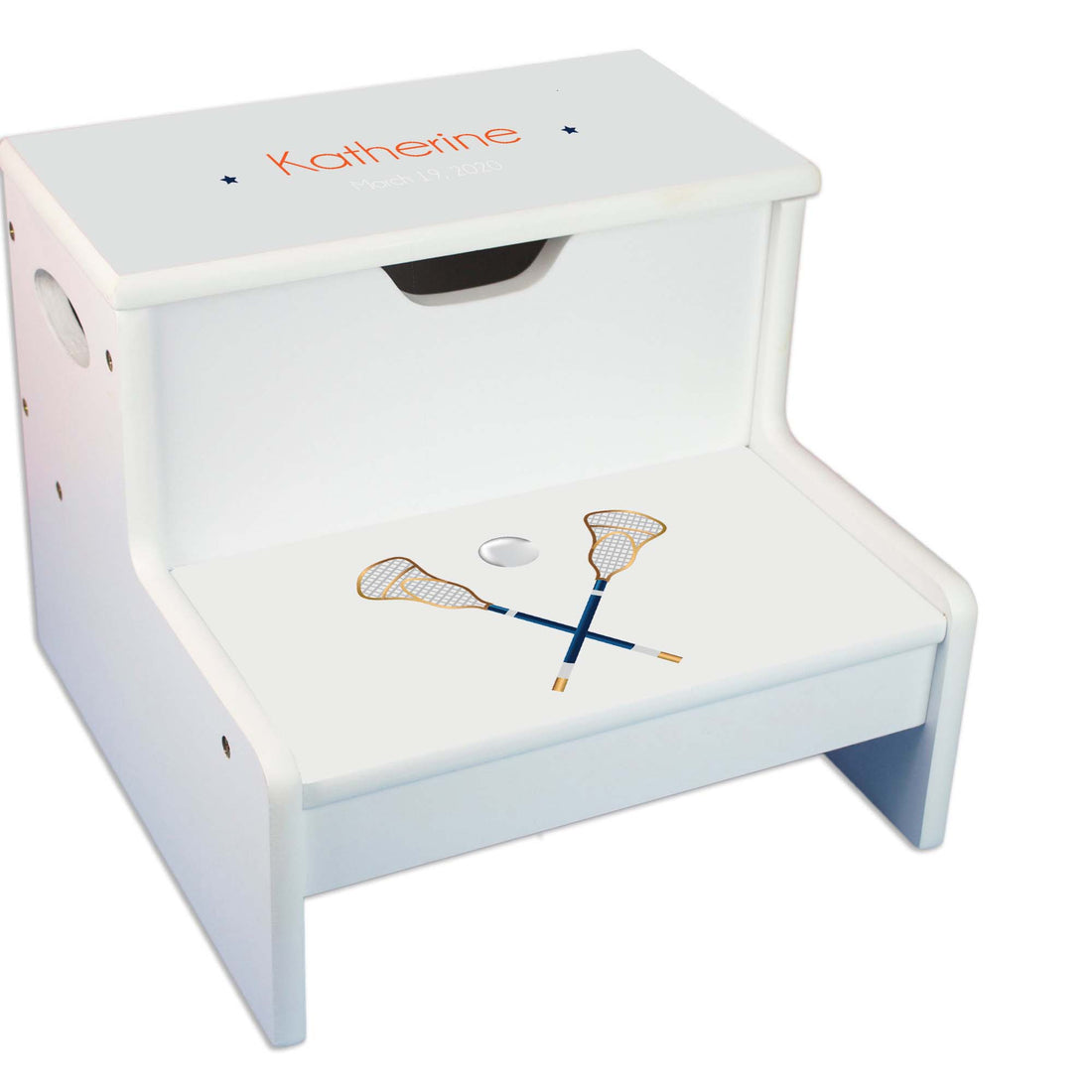 Lacrosse Sticks White Storage Step Stool - MyBambino.com