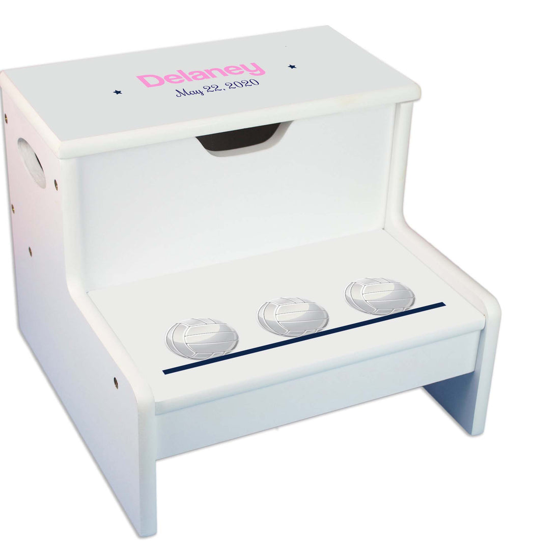 Volleyball White Storage Step Stool - MyBambino.com