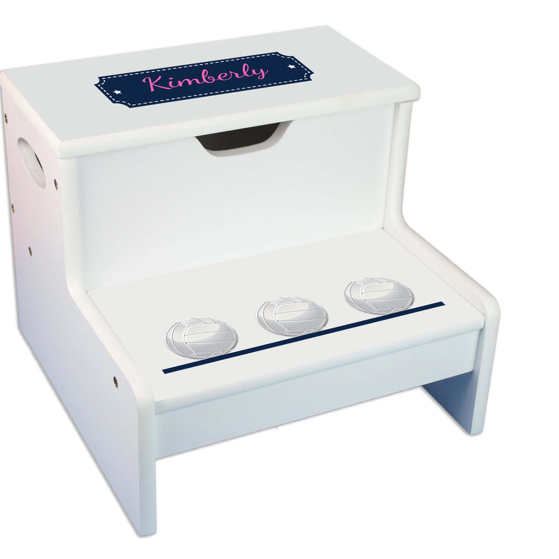 Volleyball White Storage Step Stool - MyBambino.com