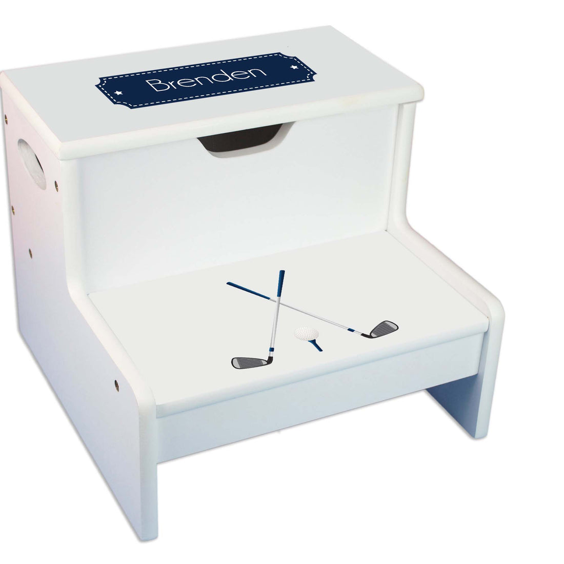 Golf Personalized White Storage Step Stool