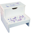 Lavender Butterflies White Storage Step Stool - MyBambino.com