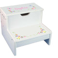 Pastel Butterfly Garland White Storage Step Stool - MyBambino.com