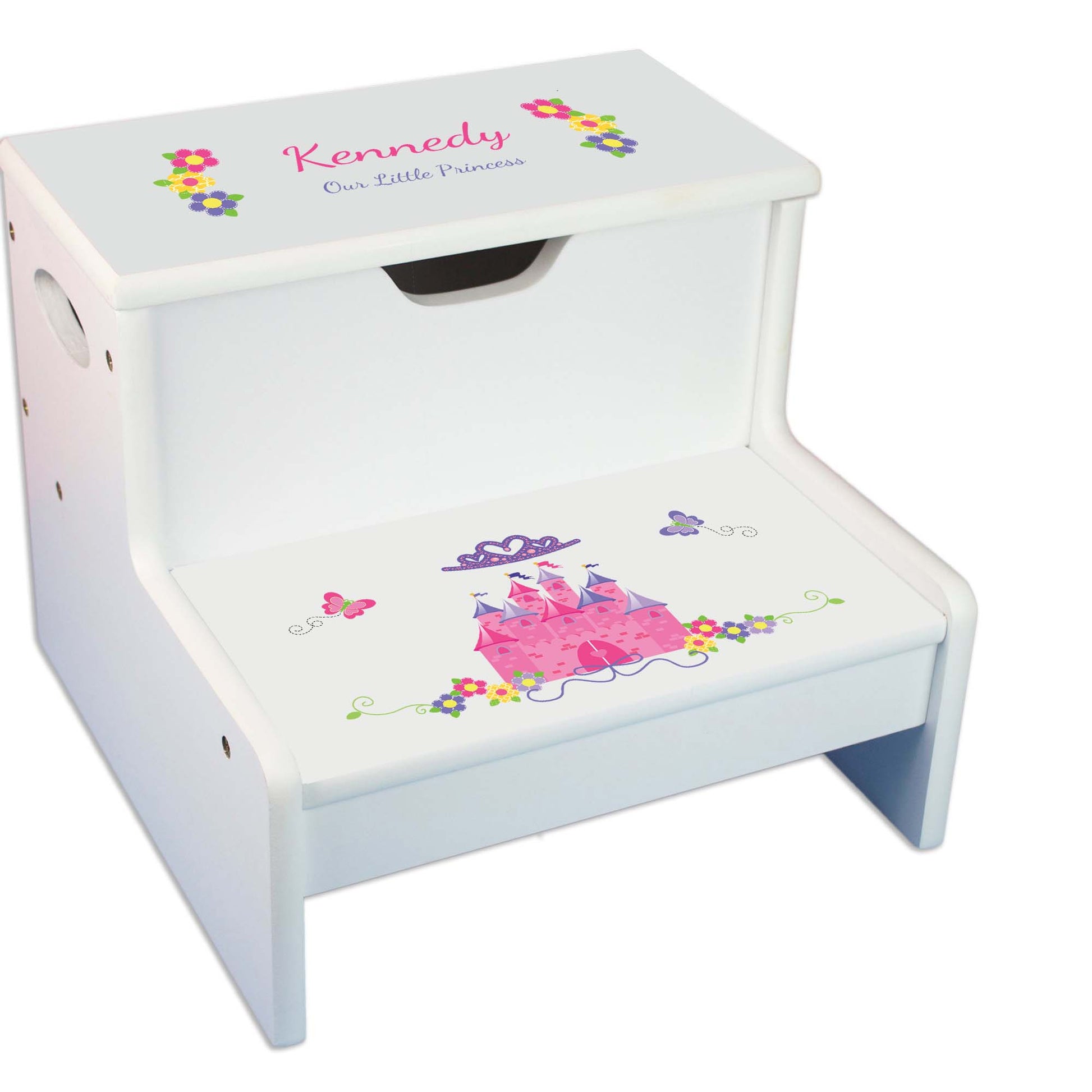 Princess Castle White Storage Step Stool - MyBambino.com