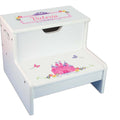 Princess Castle Personalized White Storage Step Stool