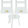 Personalized Table and Chairs with Prince Crown Blue design