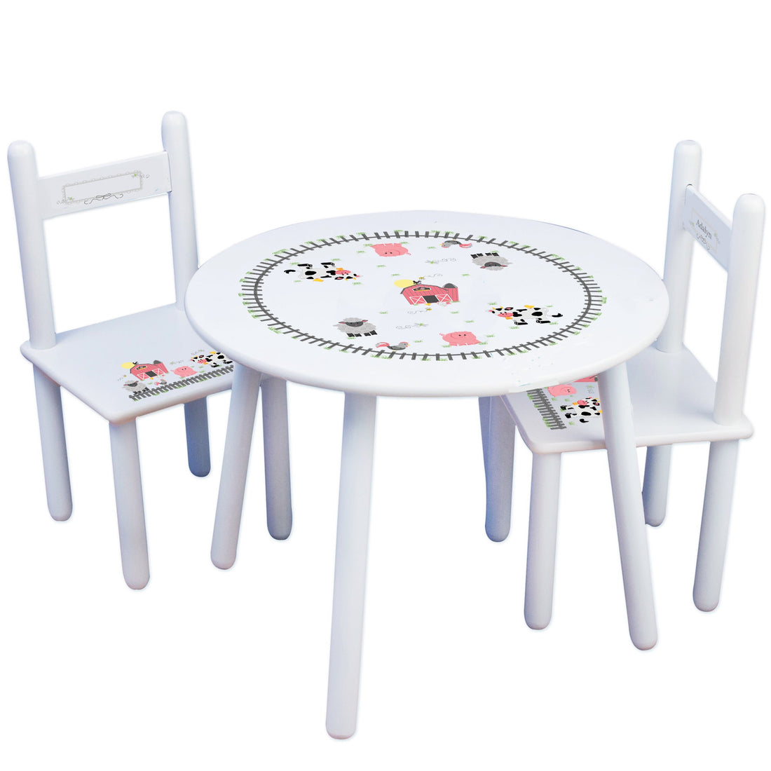 Kid's White Table Chair Set - Barnyard Pastel - MyBambino.com