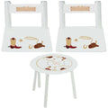 Childs personalized cowboy table chair set for playroom