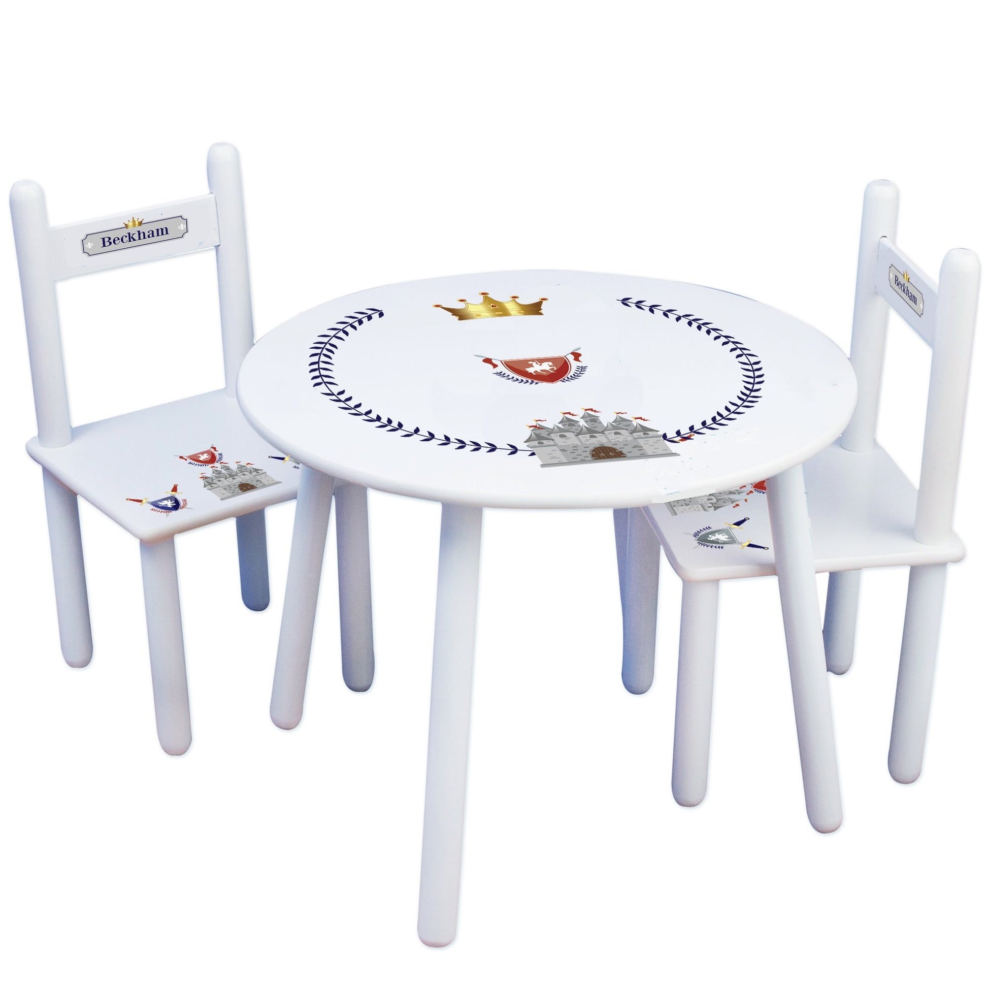 Boy's White Table Chair Set - Medieval Castle - MyBambino.com