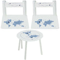 Boy's White Table Chair Set - World Map - MyBambino.com