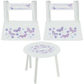 Girl's White Table Chair Set - Lavender Butterflies - MyBambino.com