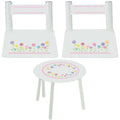 personalized pink calico owl table chair set for kids
