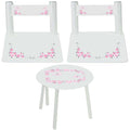 pink gray childs table and personalized chairs set