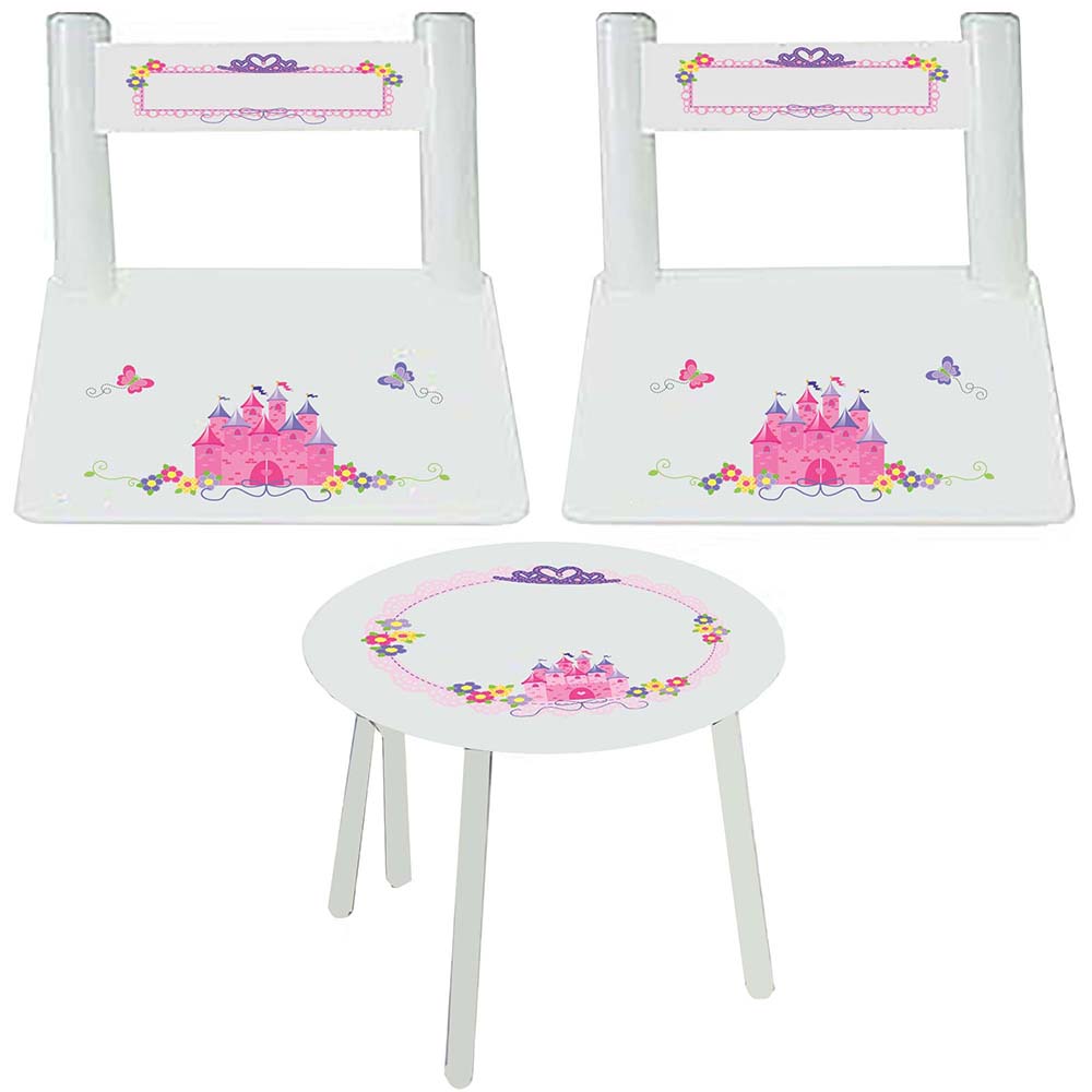 Children s White Table Chair Set Princess Castle Personalized