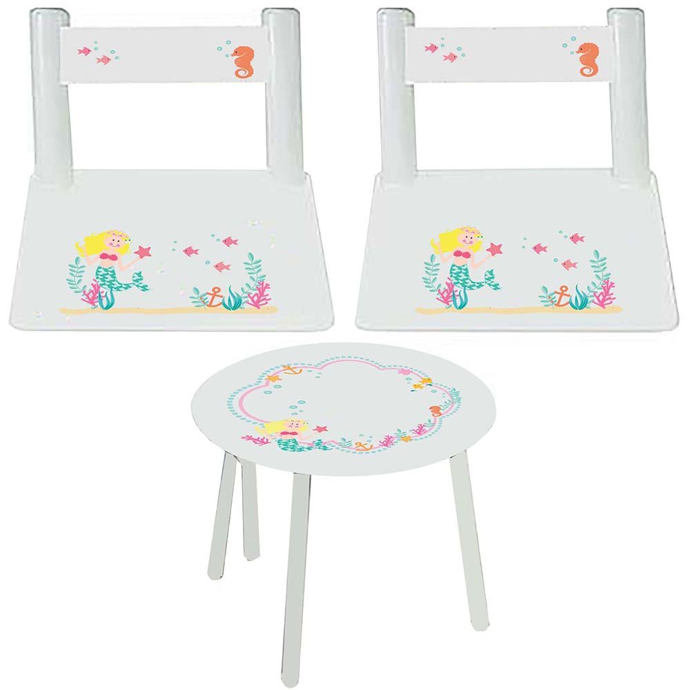 White Table Chair Set - Blonde Mermaid - MyBambino.com