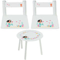 White Table Chair Set - Dark Skin/Hair Mermaid - MyBambino.com