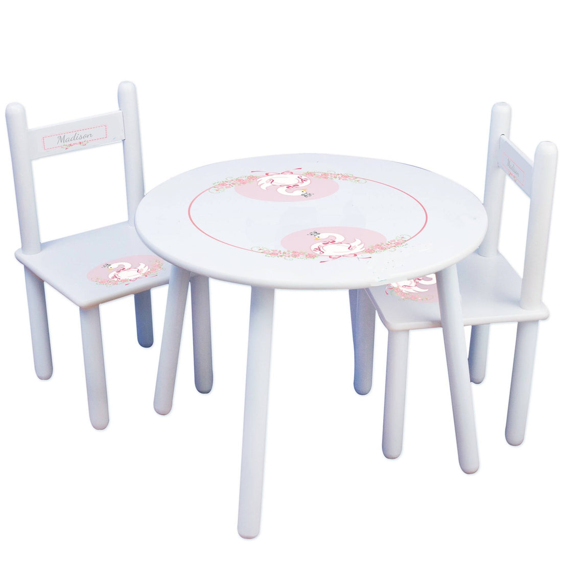 Girl's White Table Chair Set - Princess Swan - MyBambino.com