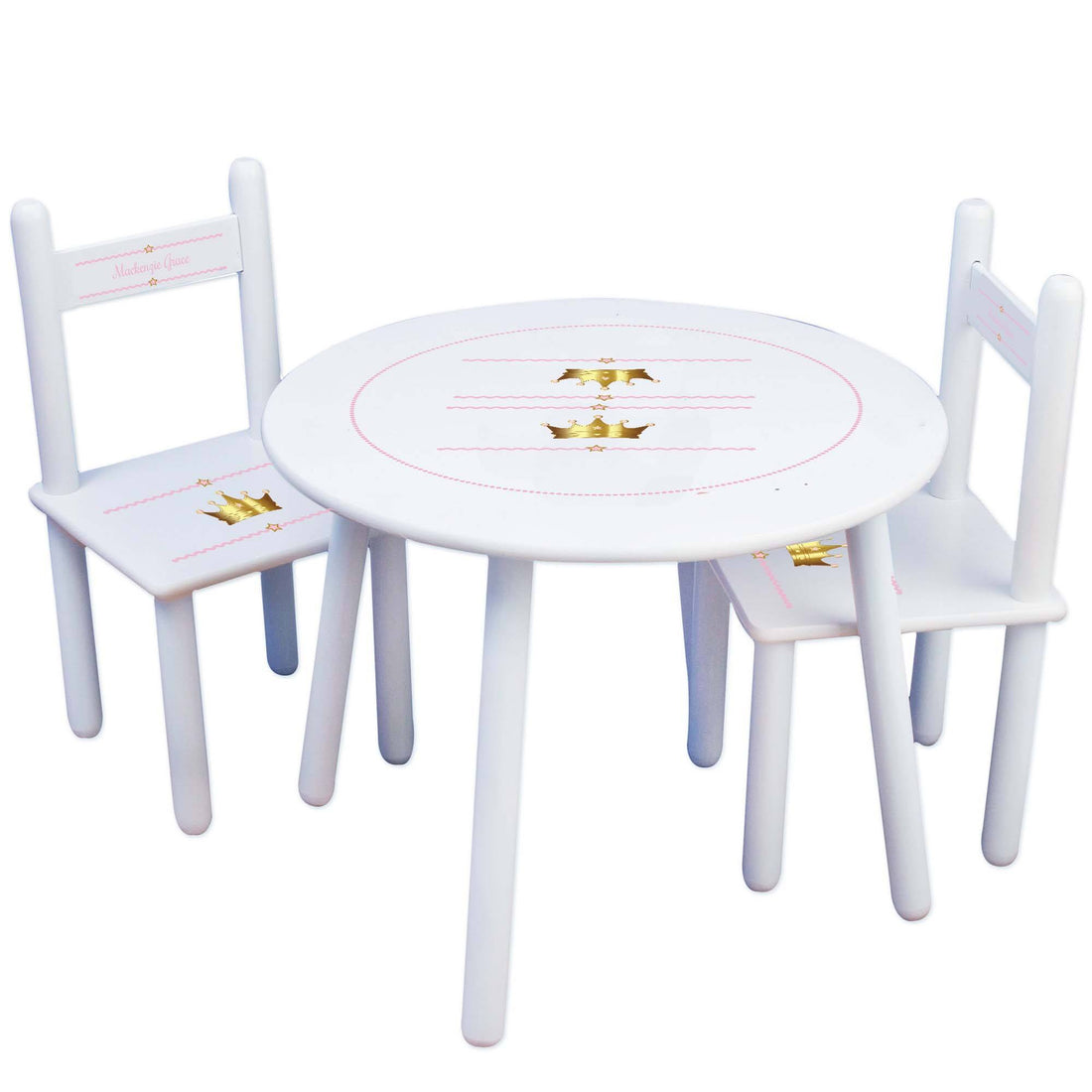 Girl's White Table Chair Set - Princess Crown - MyBambino.com