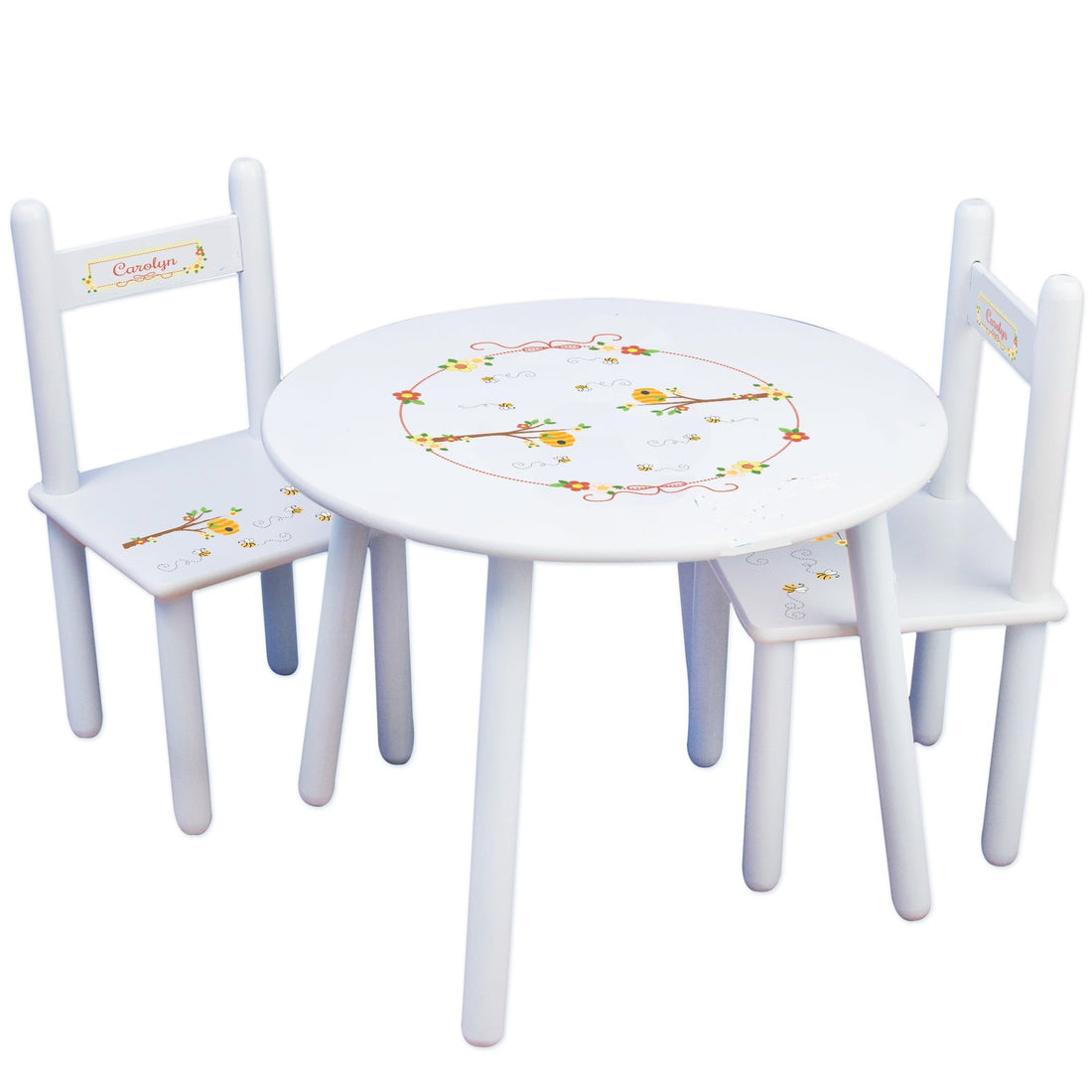 Kid's White Table Chair Set - Honey Bees - MyBambino.com