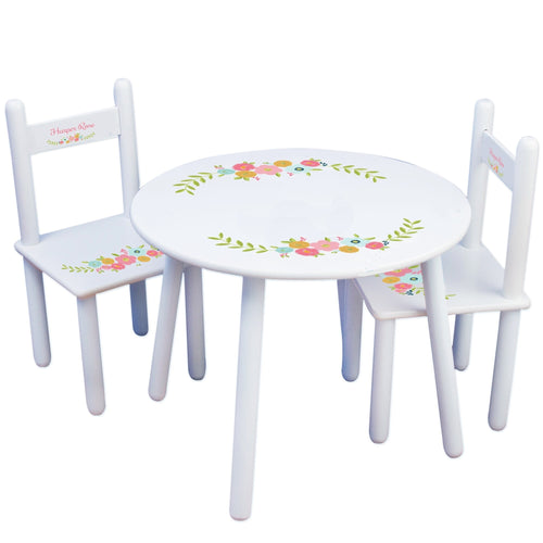 Personalized Table and Chairs with Spring Floral design