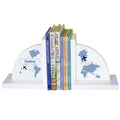 White Bookends - Blue World Map - MyBambino.com