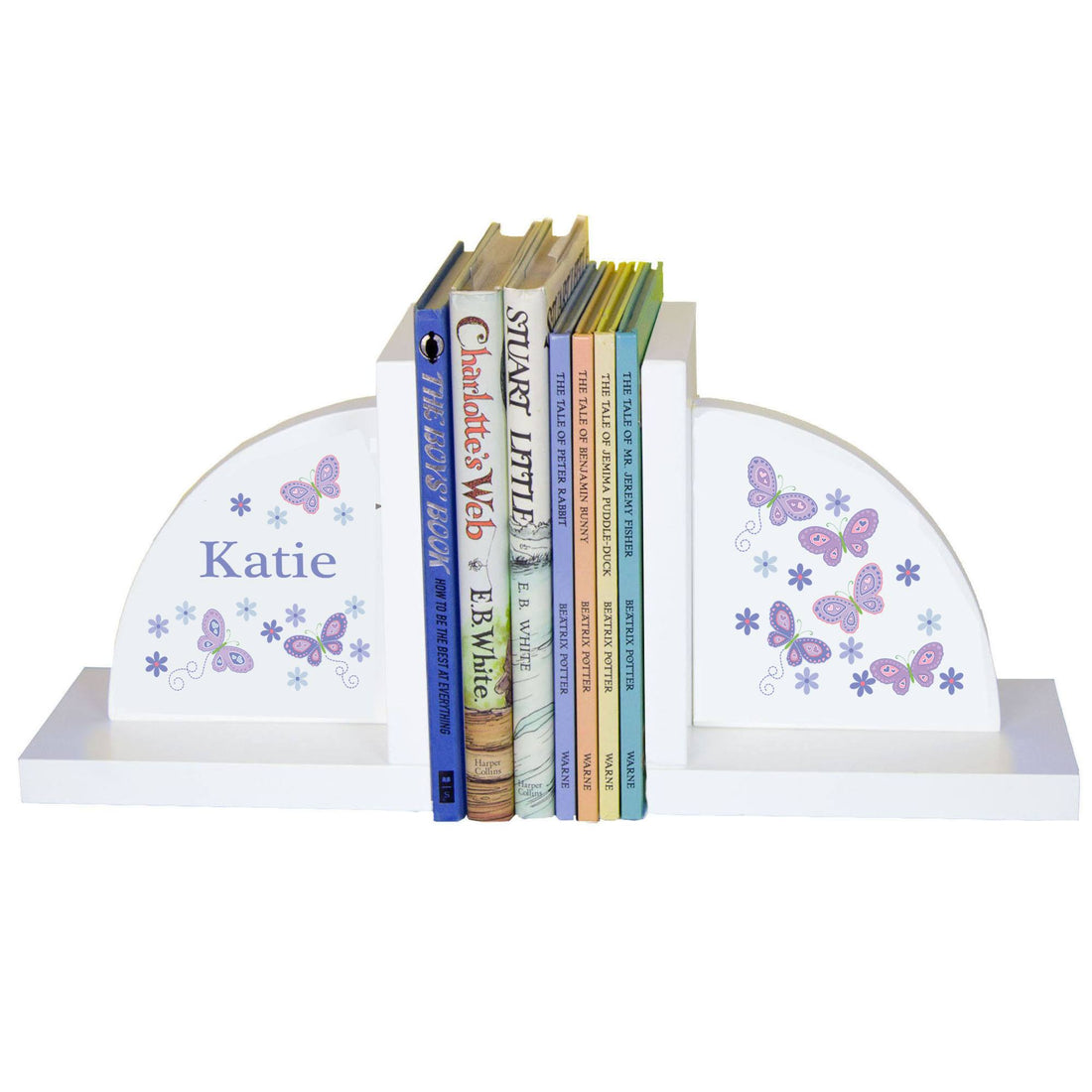 White Bookends - Lavender Butterflies - MyBambino.com