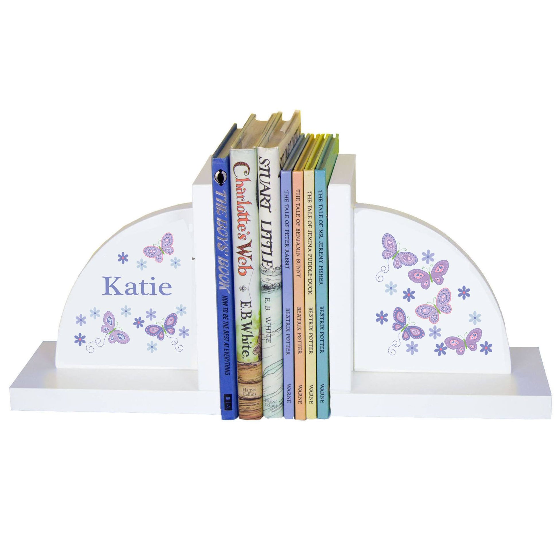 White Bookends - Lavender Butterflies - MyBambino.com