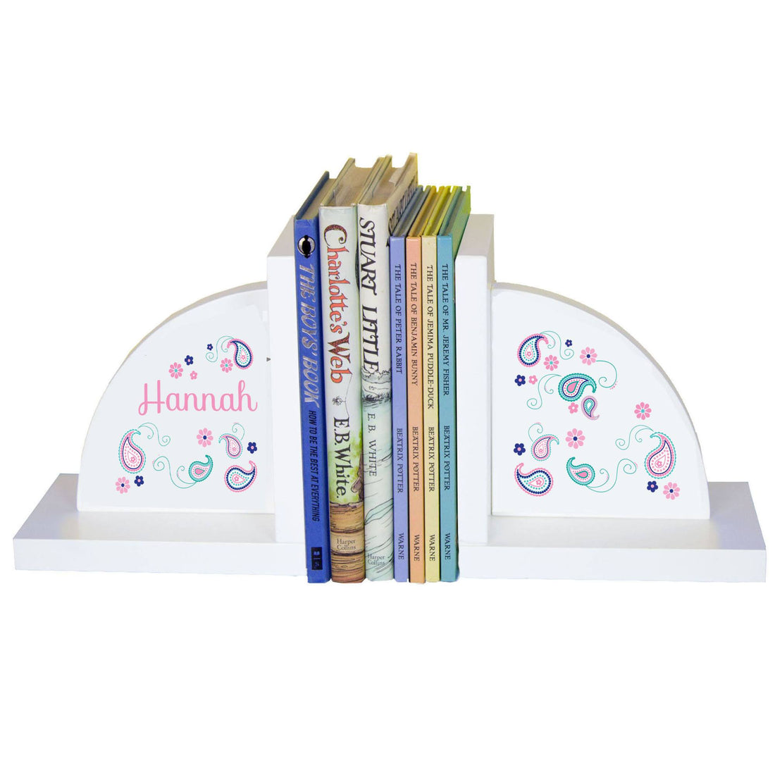 White Bookends - Pink Teal Paisley - MyBambino.com