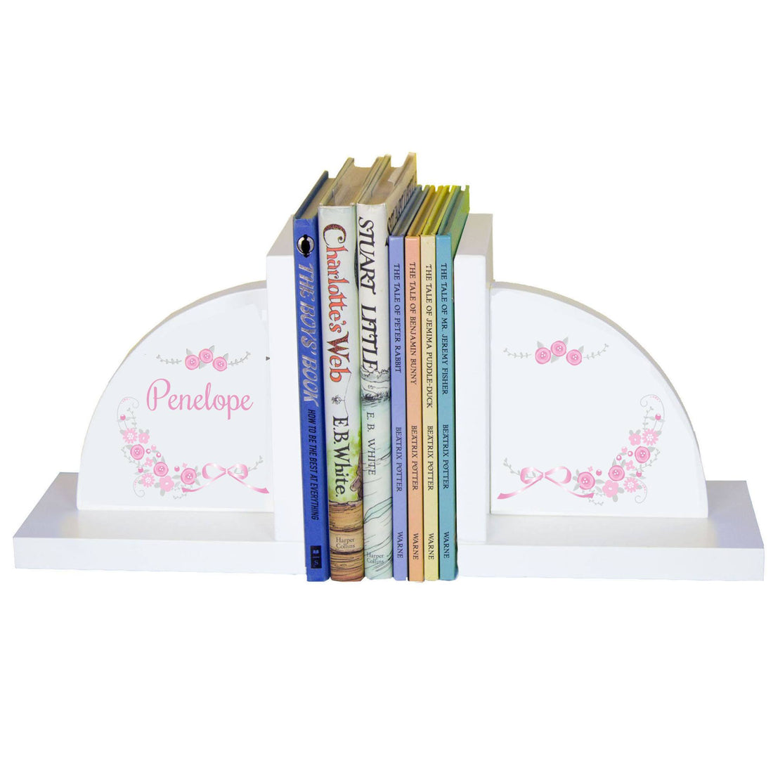 White Bookends - Pink Gray Floral Garland - MyBambino.com