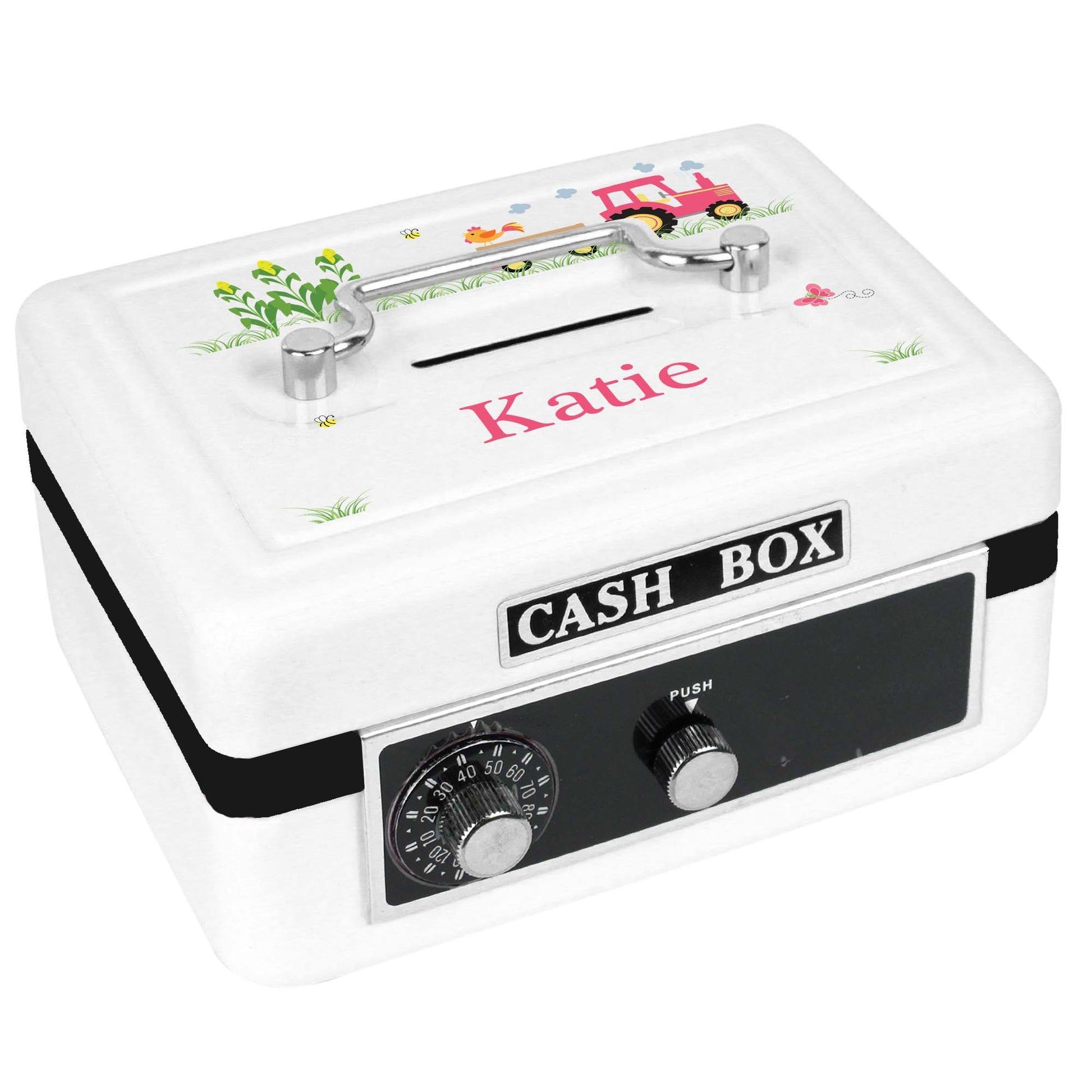 White Cash Box - Pink Tractor - MyBambino.com