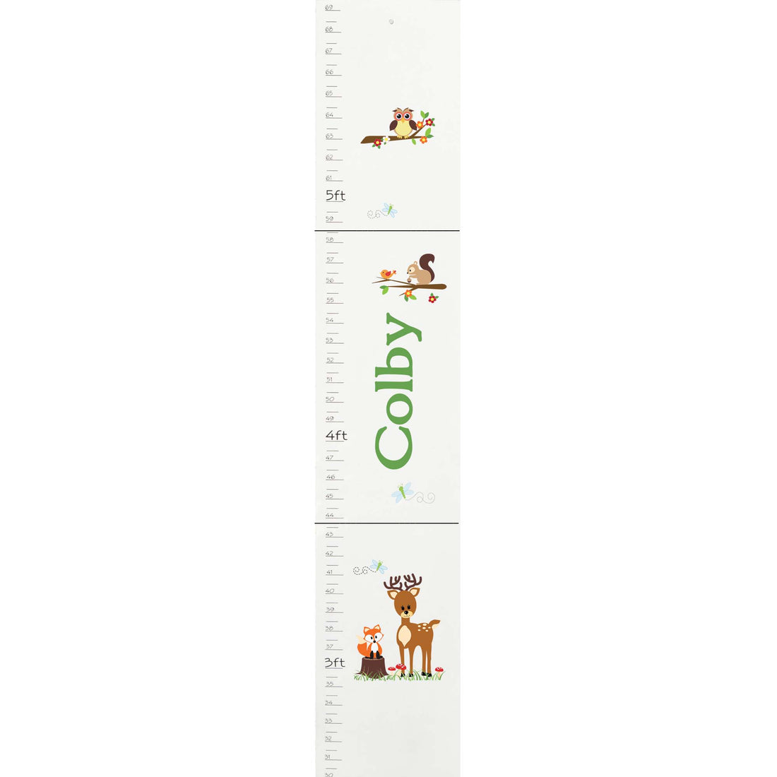 Personalized White Growth Chart With Woodland Green Design