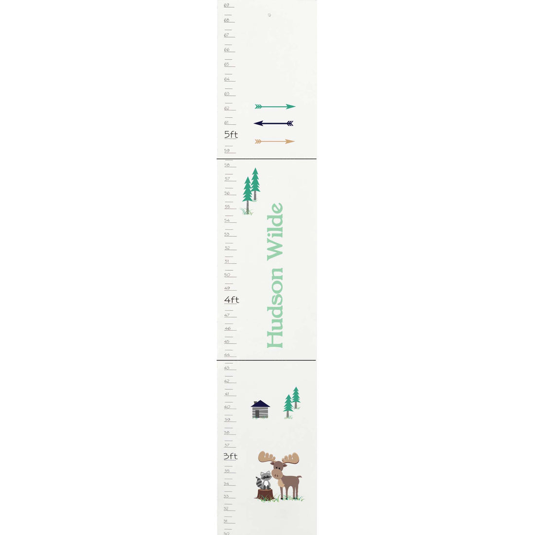 Personalized White Growth Chart With North Woodland Design