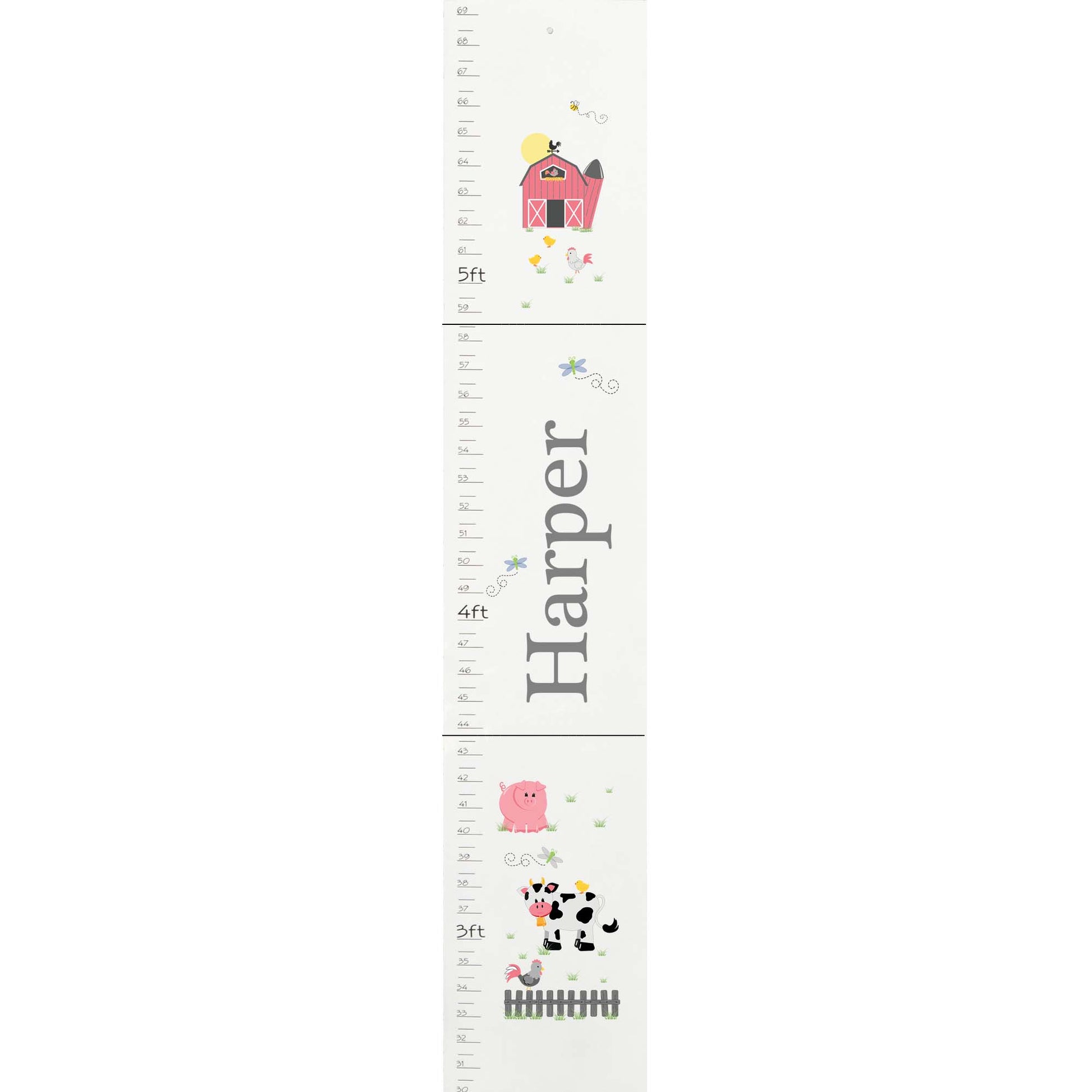 White Pastel Barnyard Growth Chart - MyBambino.com