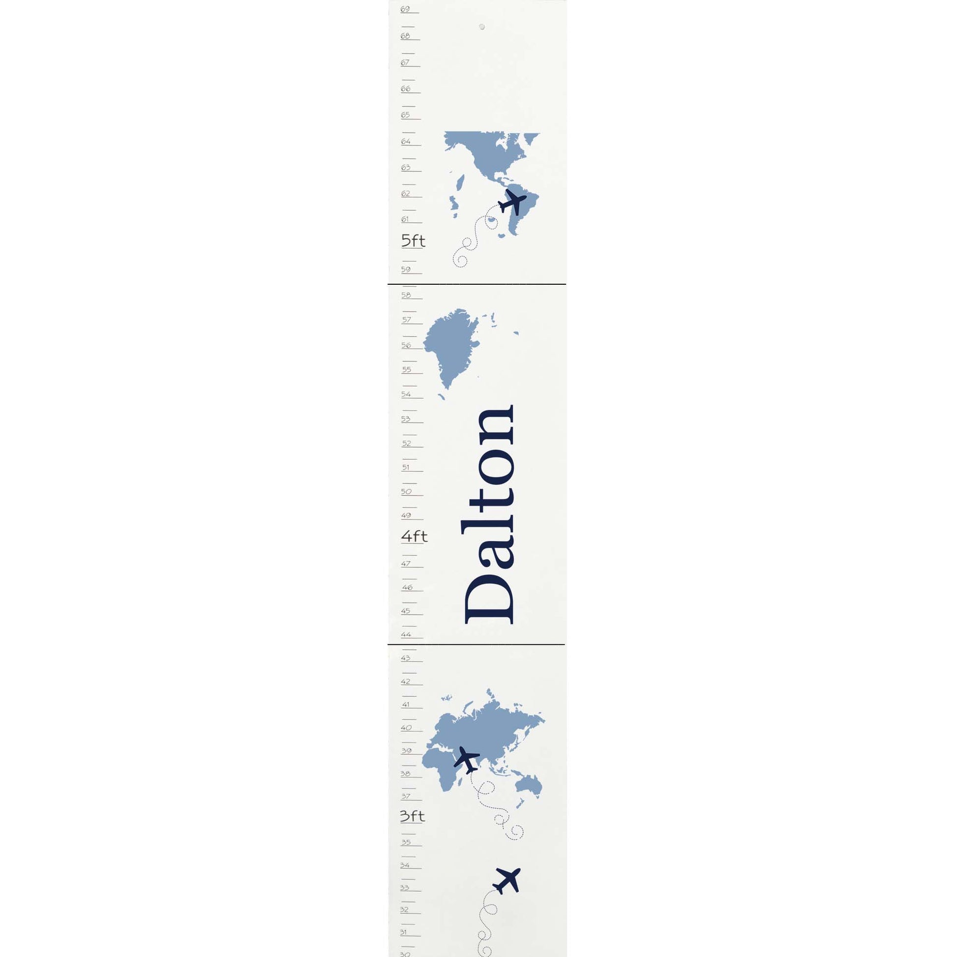 Blue World Map White Growth Chart - MyBambino.com