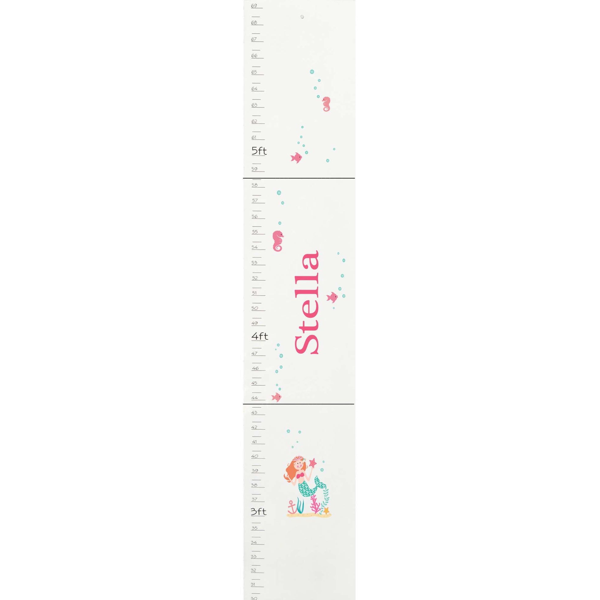 Brunette Mermaid White Growth Chart - MyBambino.com