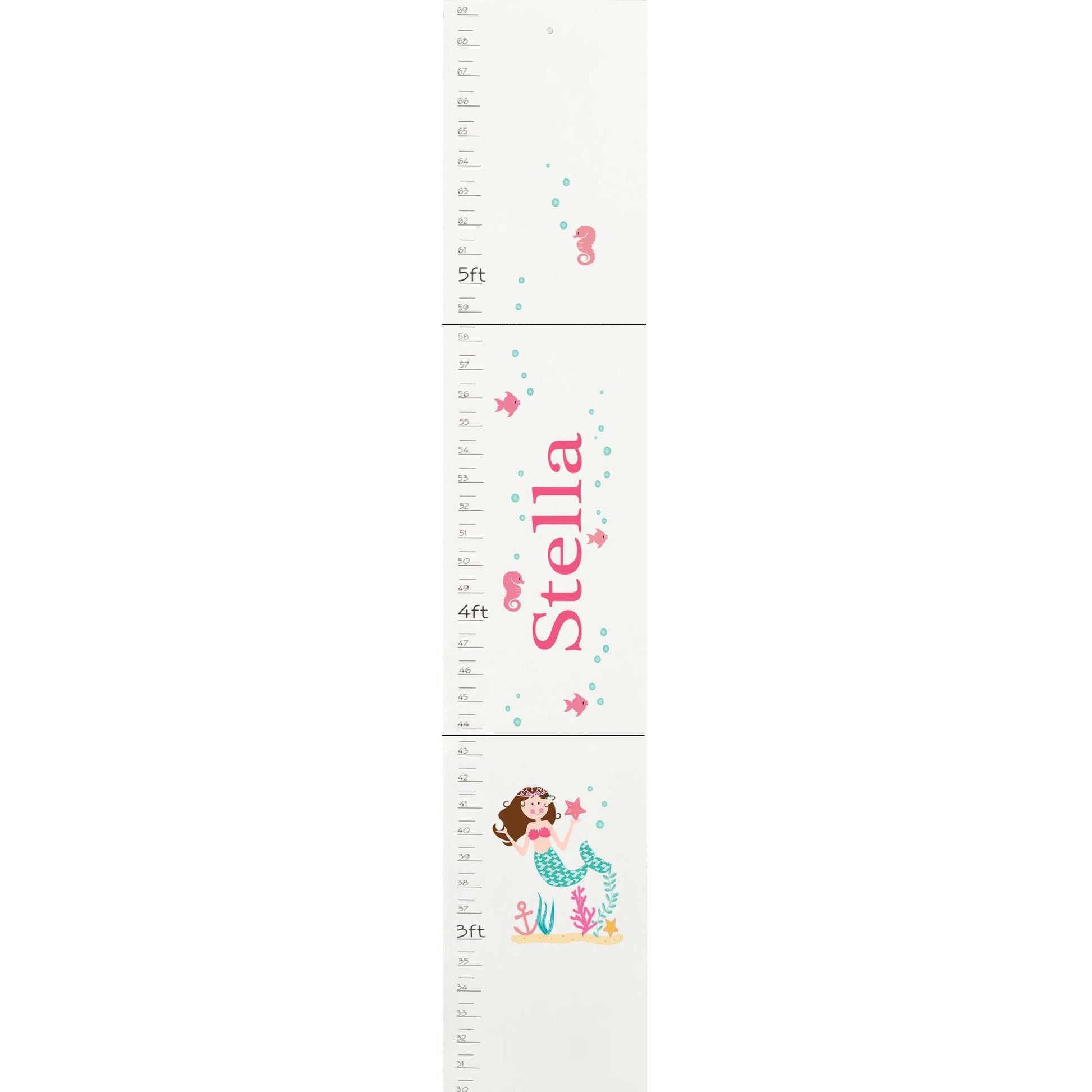 Brunette Mermaid White Growth Chart - MyBambino.com