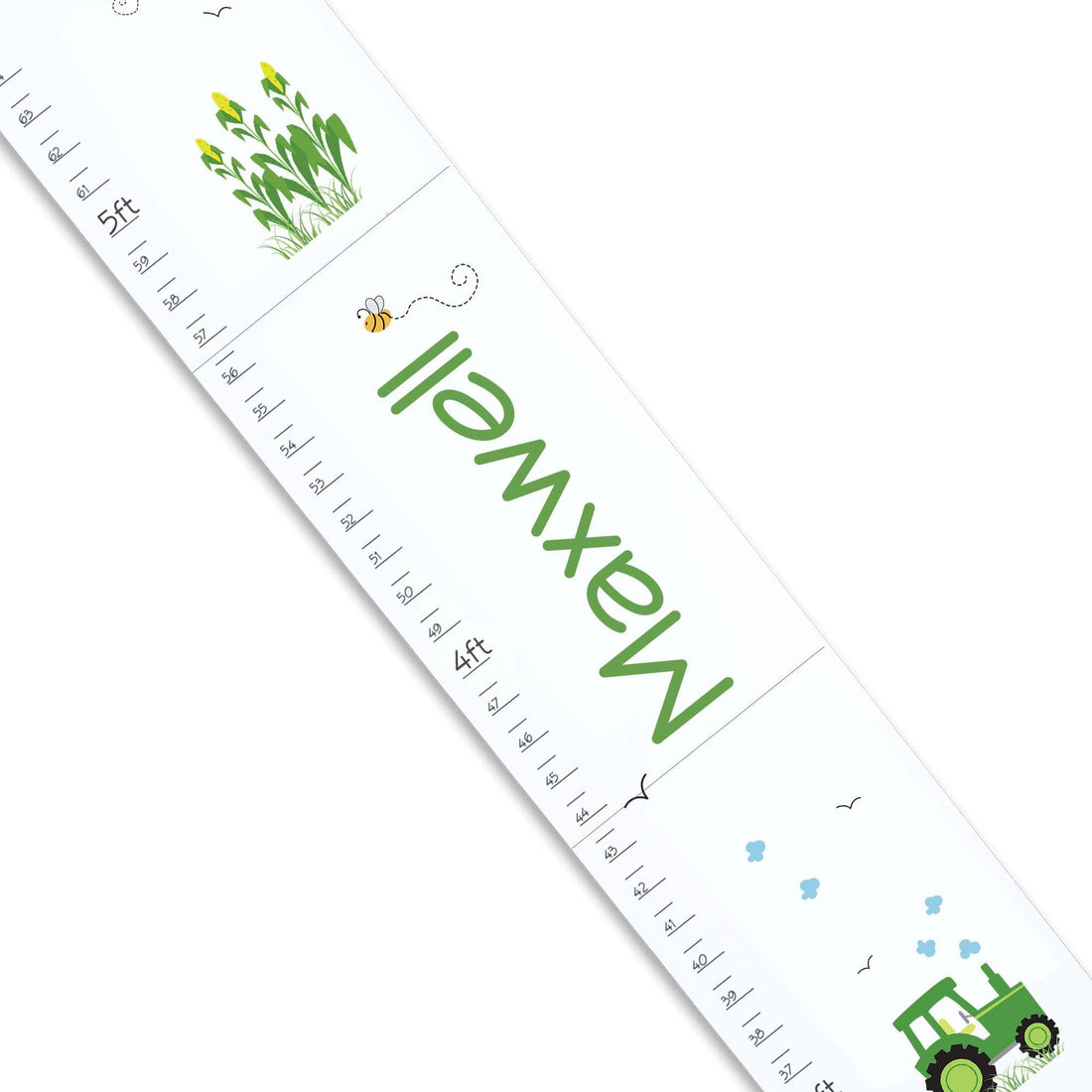 Green Tractor White Growth Chart - MyBambino.com