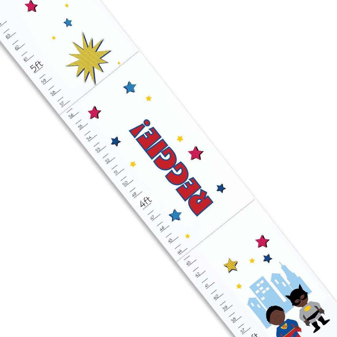 Boy's African American Superhero Growth Chart - MyBambino.com