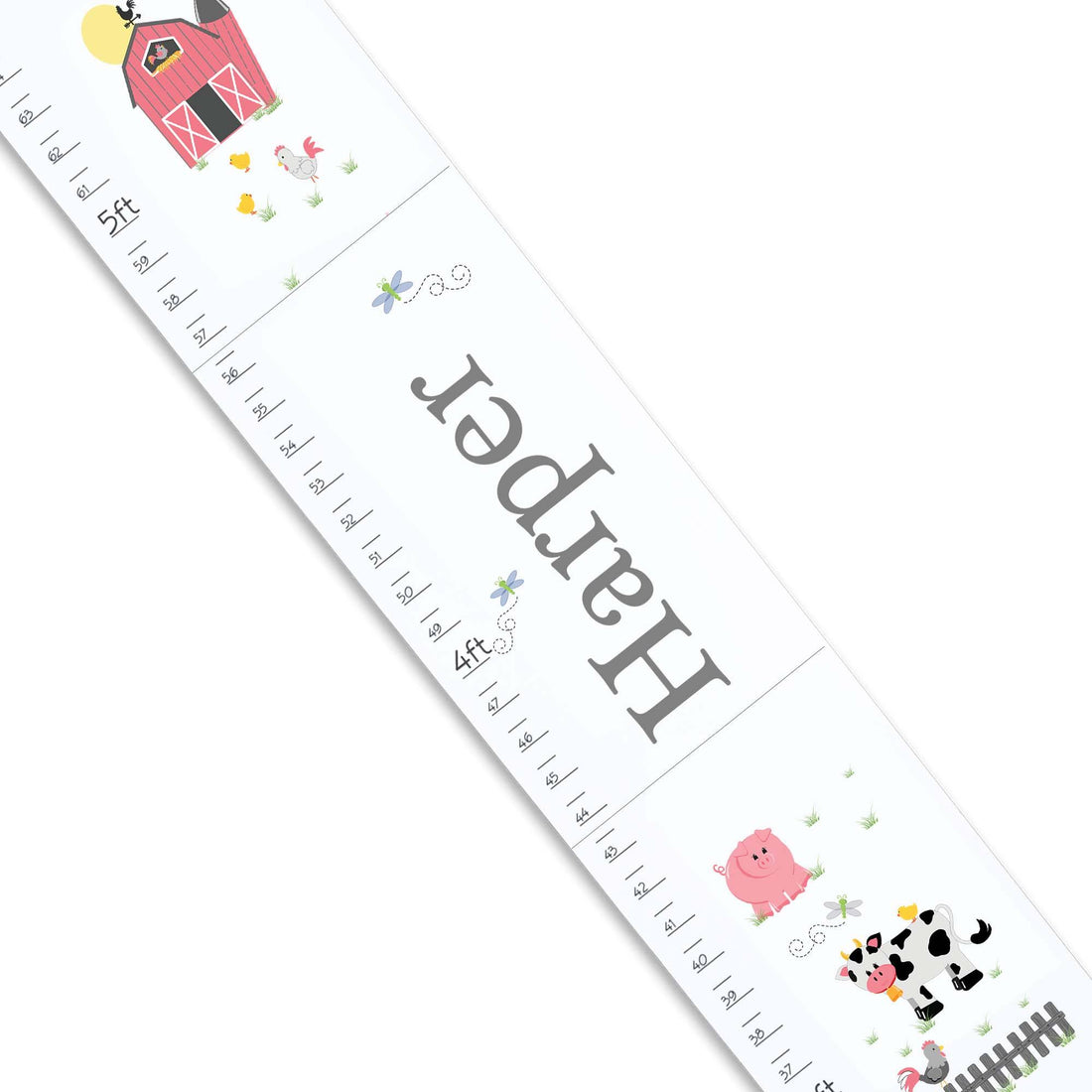 White Pastel Barnyard Growth Chart - MyBambino.com