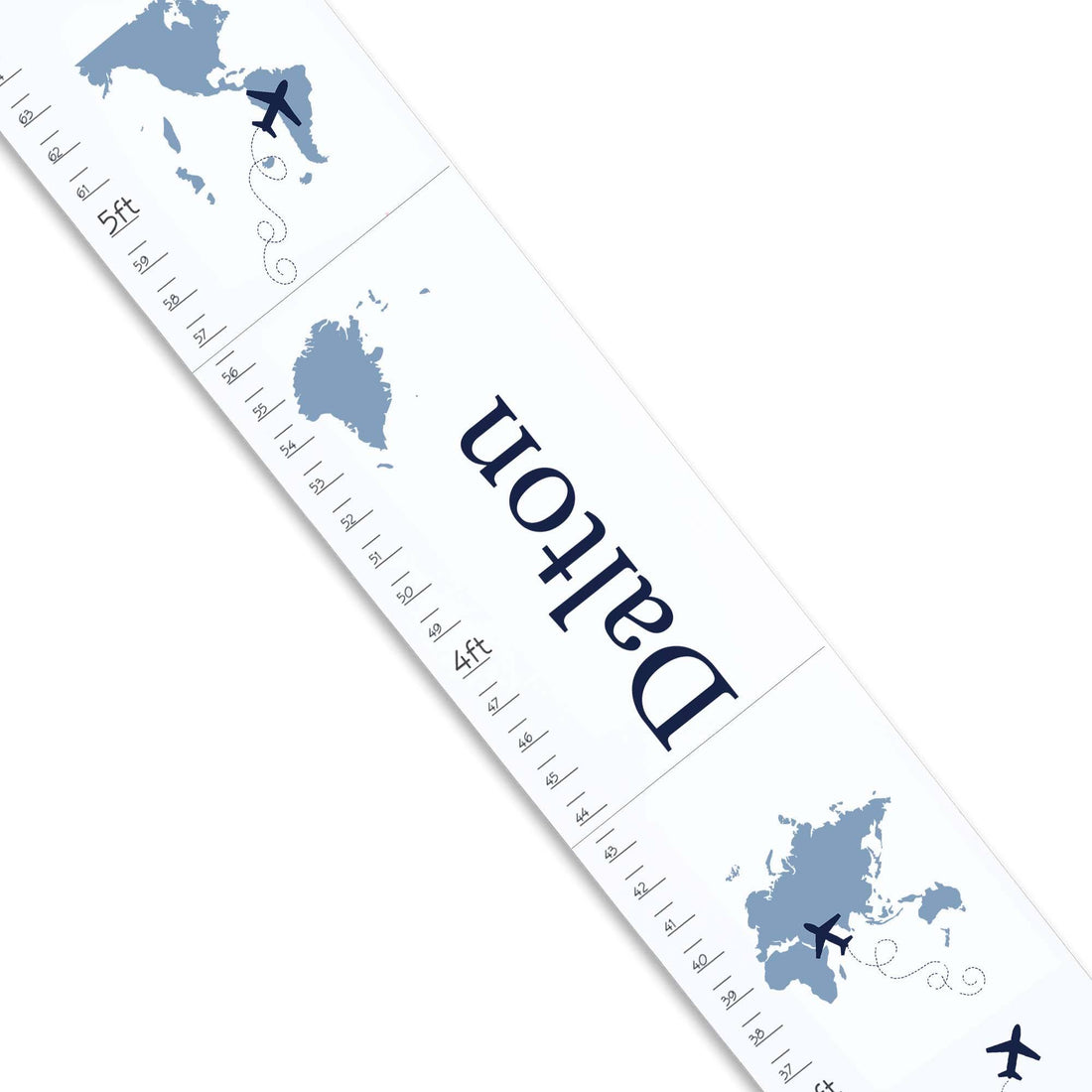 Blue World Map White Growth Chart - MyBambino.com
