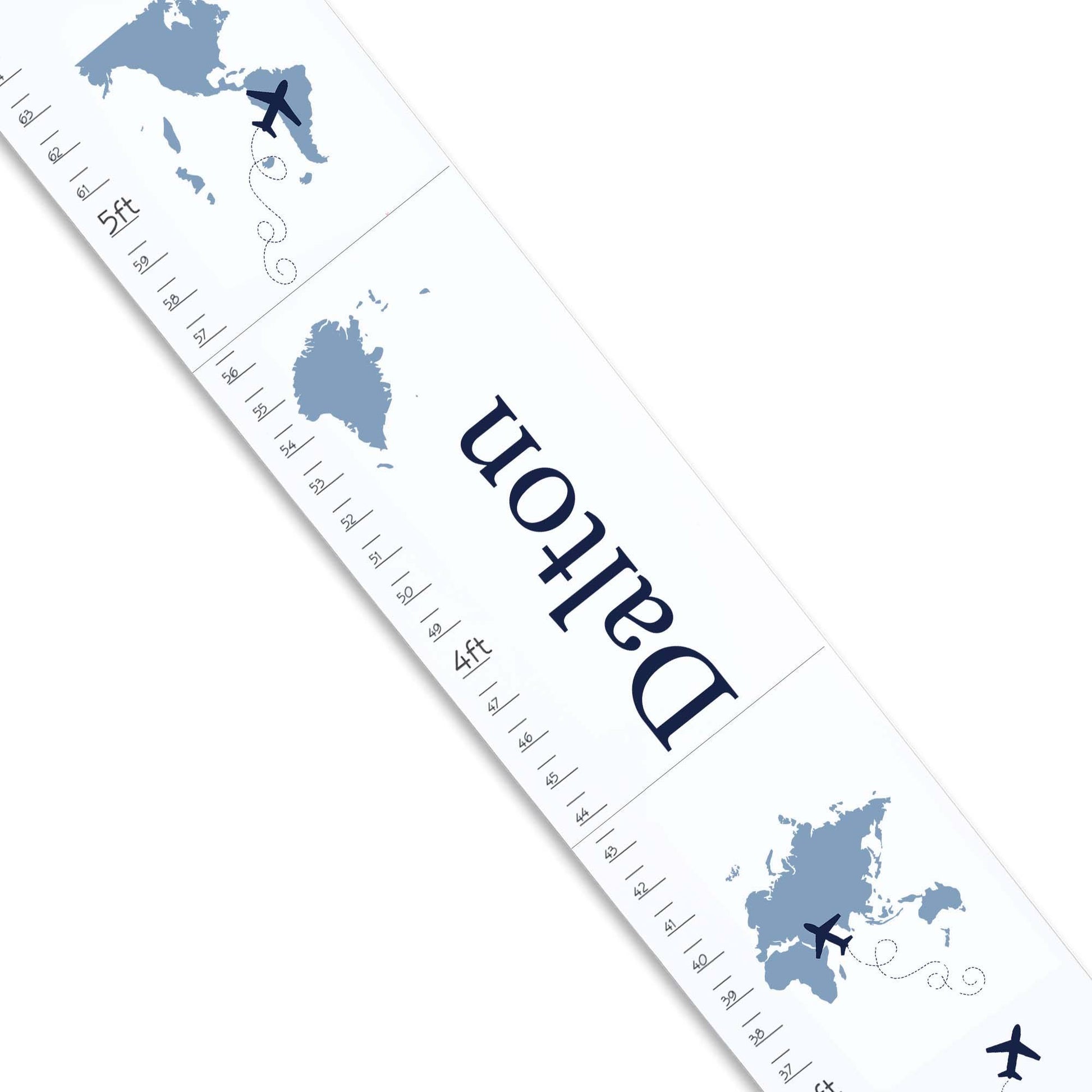 Blue World Map White Growth Chart - MyBambino.com