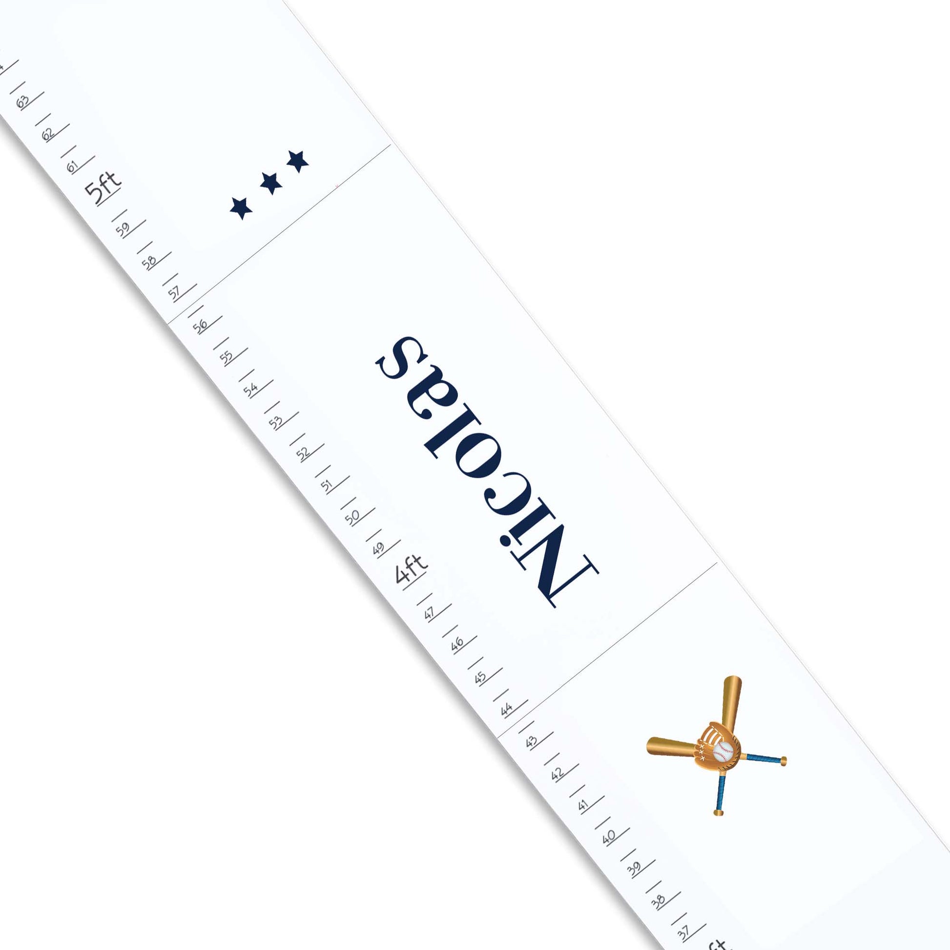 White Baseball Growth Chart - MyBambino.com