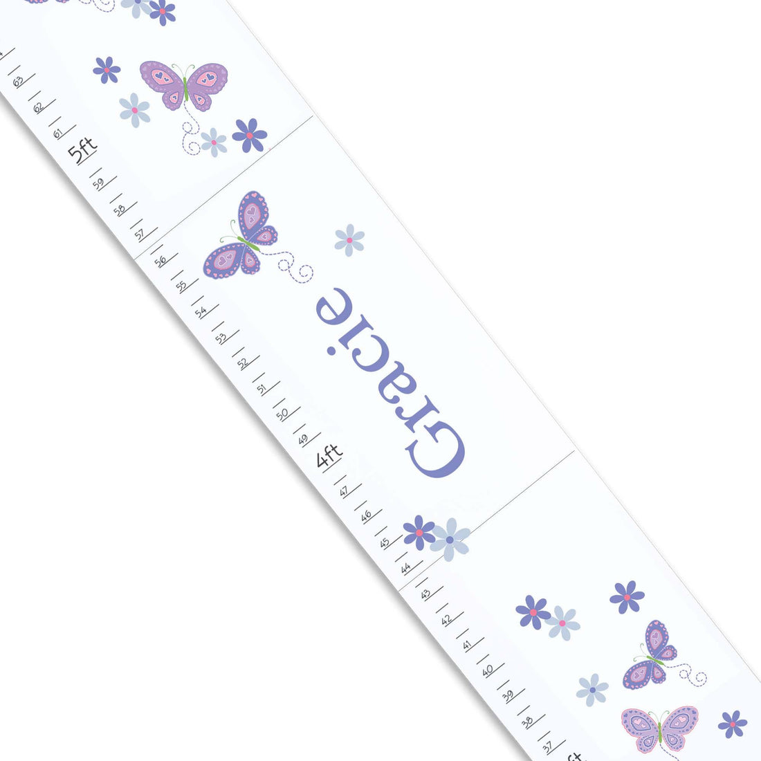 Lavender Butterflies White Growth Chart - MyBambino.com