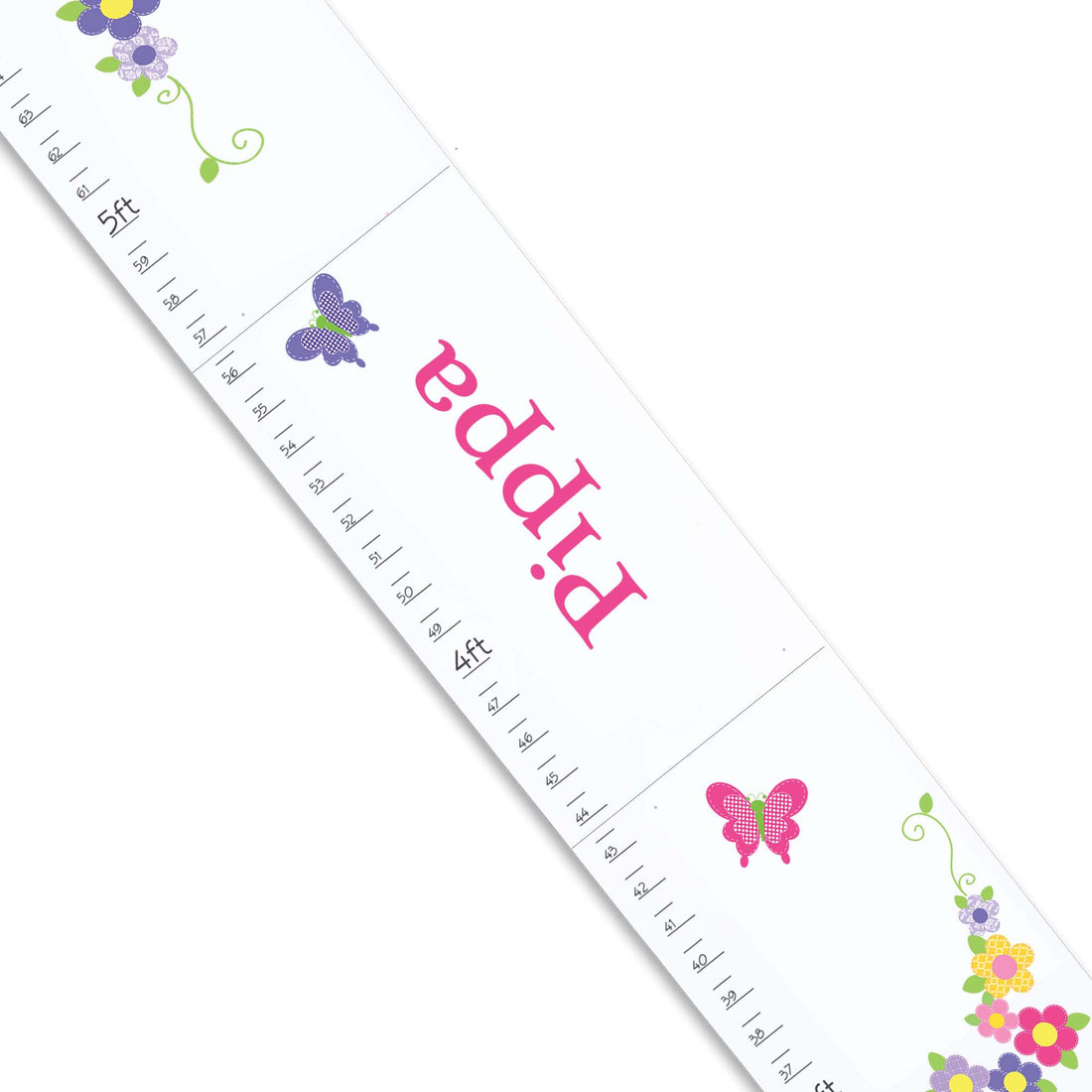 Personalized White Growth Chart With Butterfly Garland Hot Design