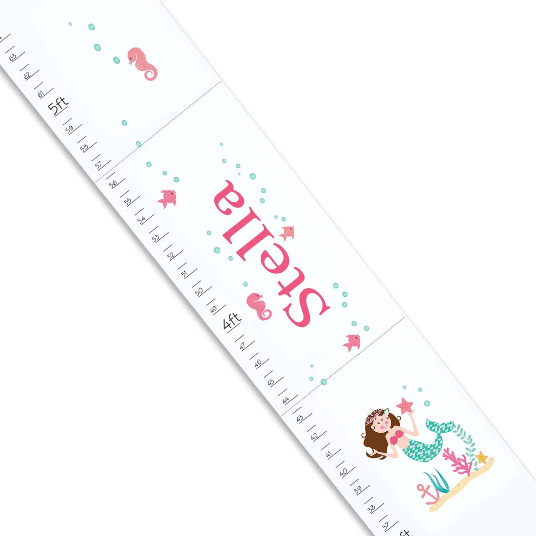 Brunette Mermaid White Growth Chart - MyBambino.com
