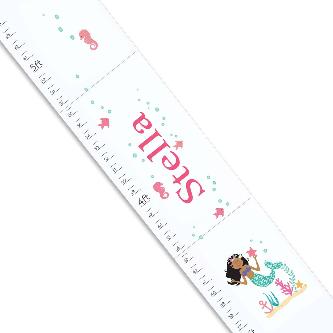 Dark Skin Hair Mermaid White Growth Chart - MyBambino.com