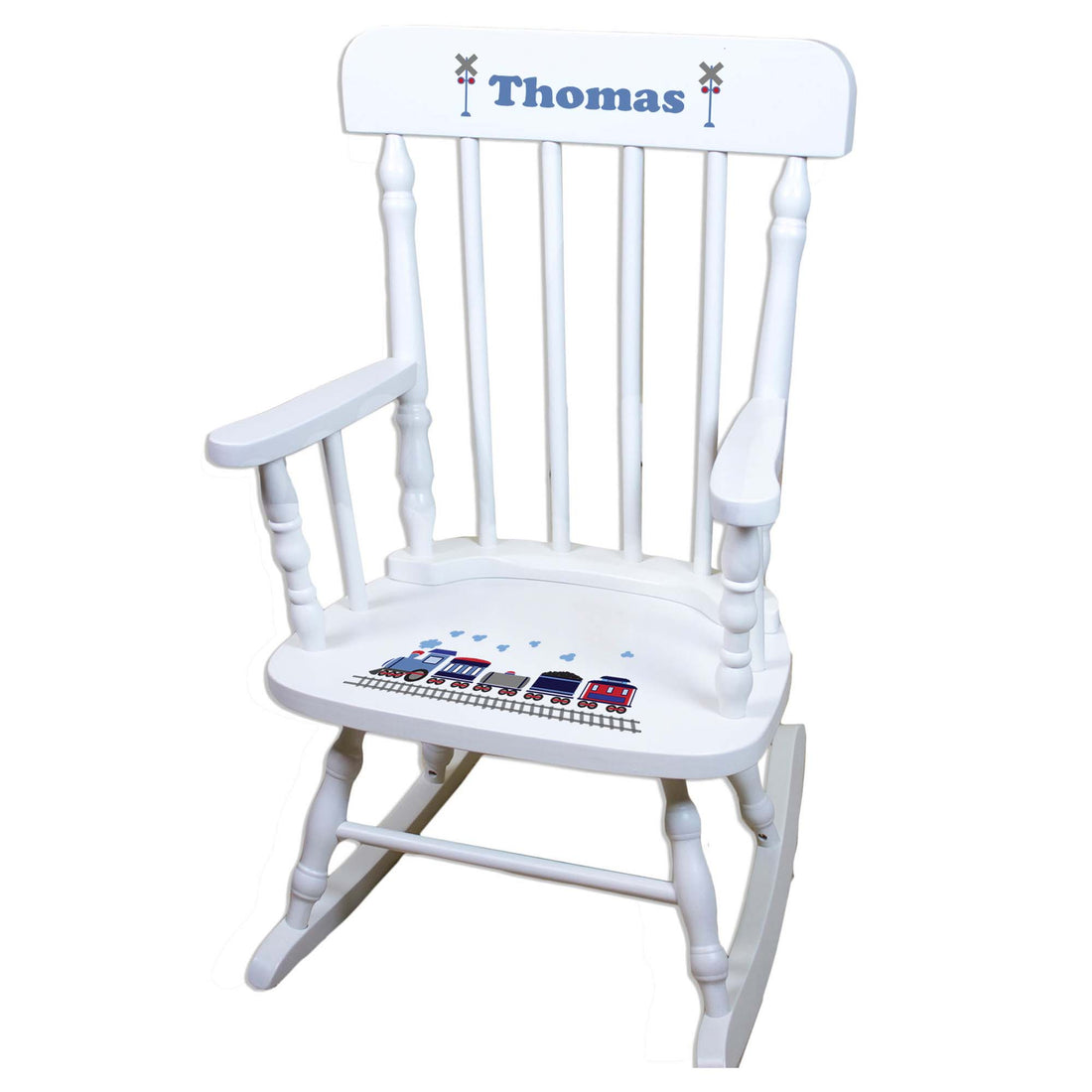 Train White Spindle Rocking Chair - MyBambino.com