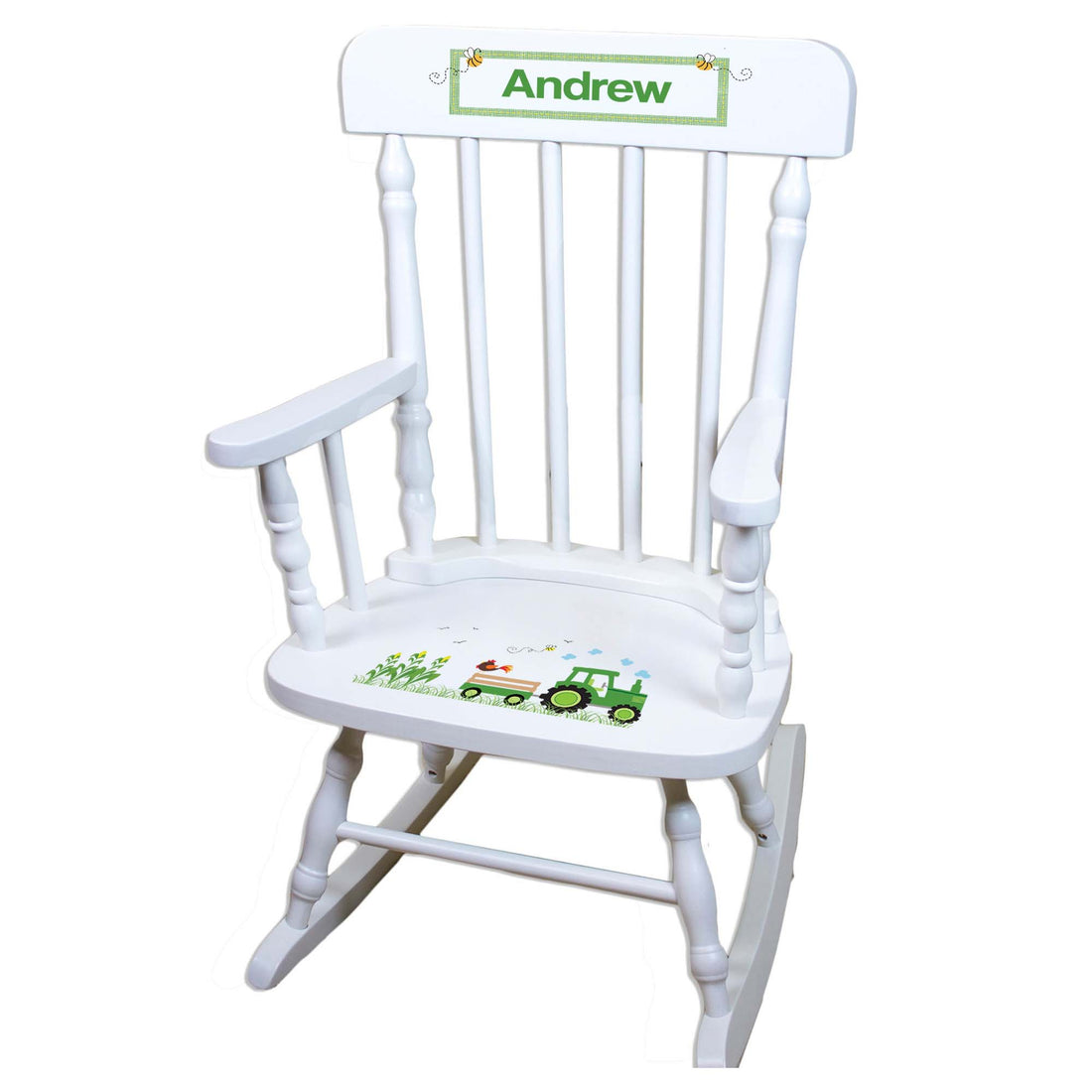 Green Tractor White Spindle Rocking Chair - MyBambino.com
