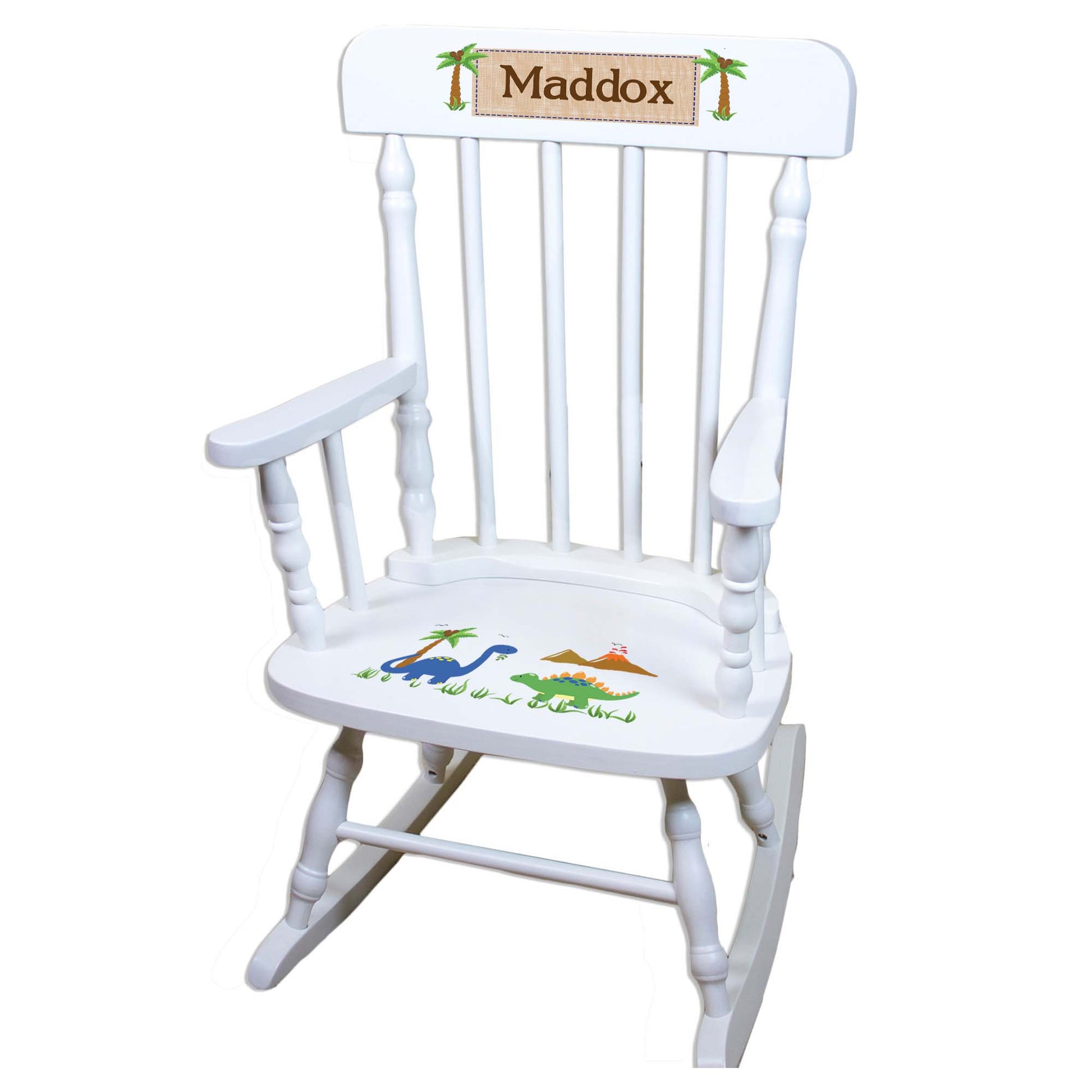 Dinosaur White Spindle Rocking Chair - MyBambino.com