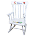 Cars And Trucks White Spindle Rocking Chair - MyBambino.com